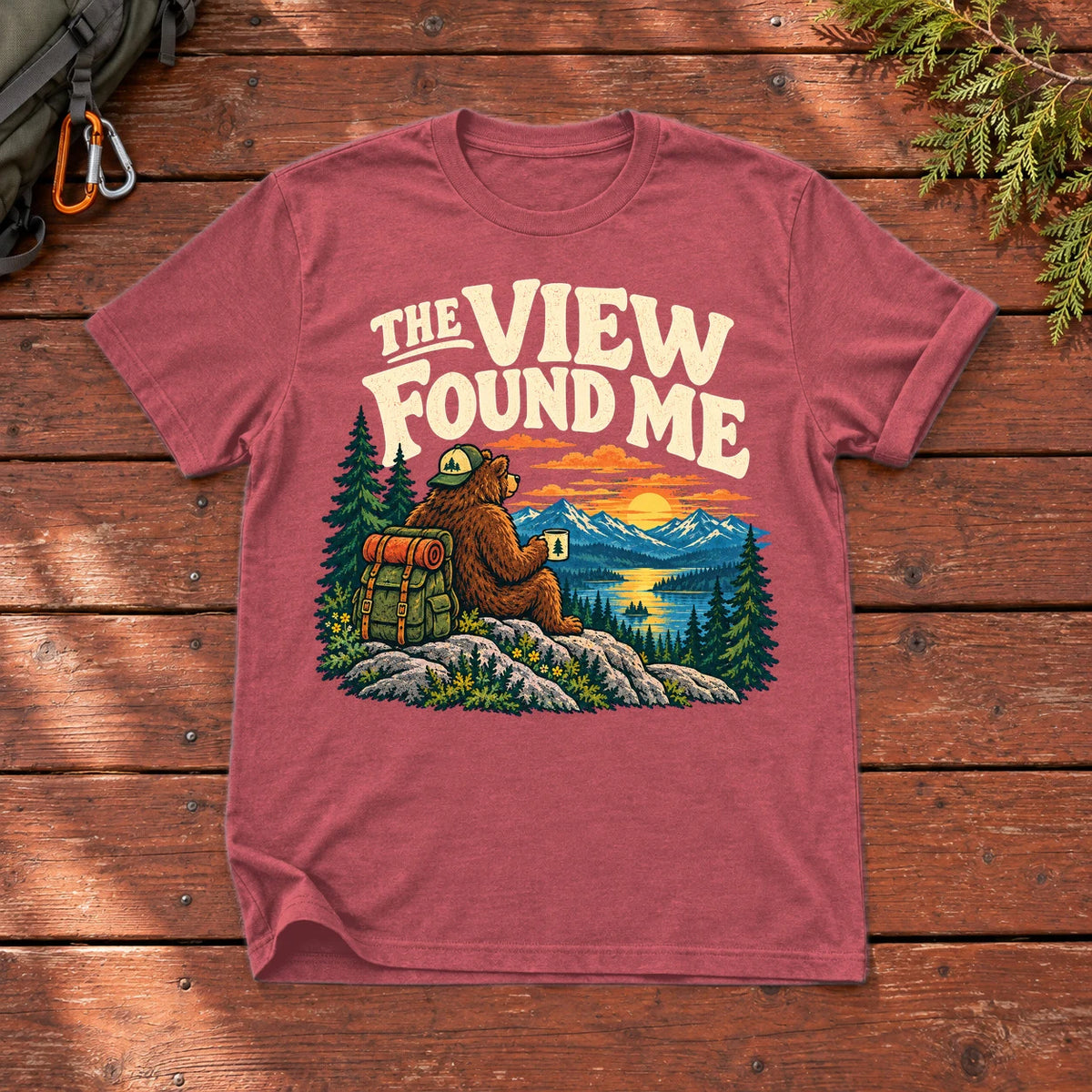 The View Found Me Graphic Tee on Heather Red Everyday Soft Tee