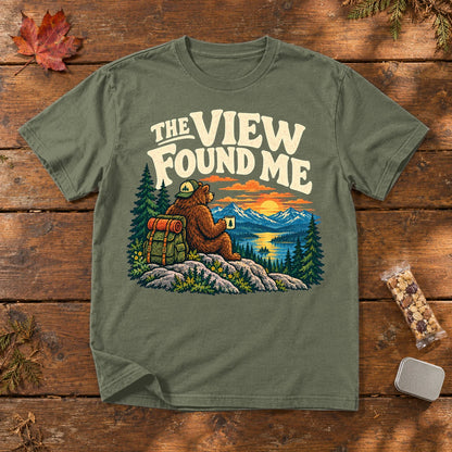 The View Found Me Graphic Tee on Moss Premium Tee