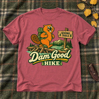 Dam Good Hike Beaver Graphic Tee on Heather Red Everyday Soft Tee