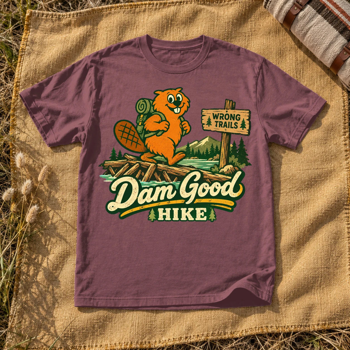 Dam Good Hike Beaver Graphic Tee on Brick Premium Tee