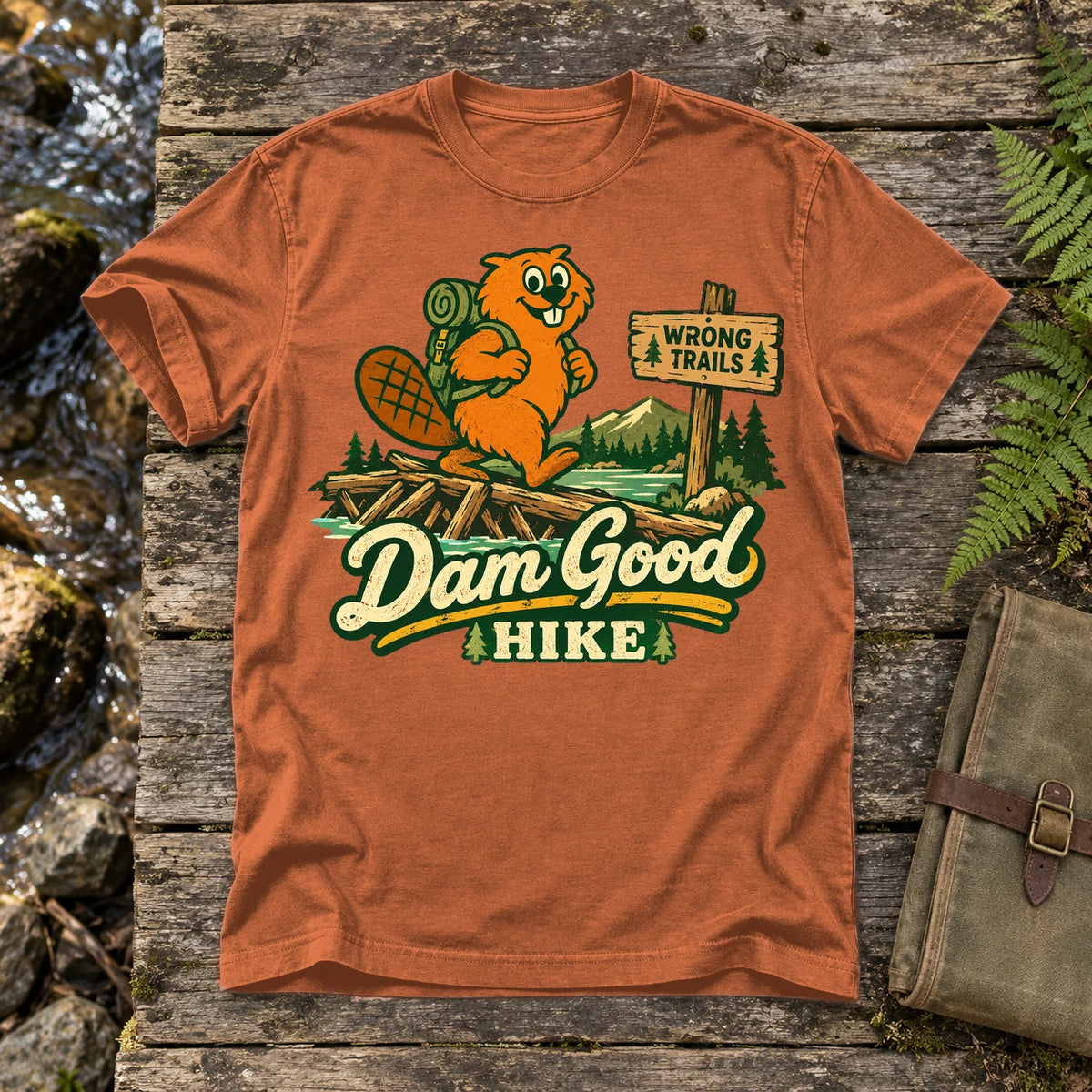 Dam Good Hike Beaver Graphic Tee on Yam Premium Tee
