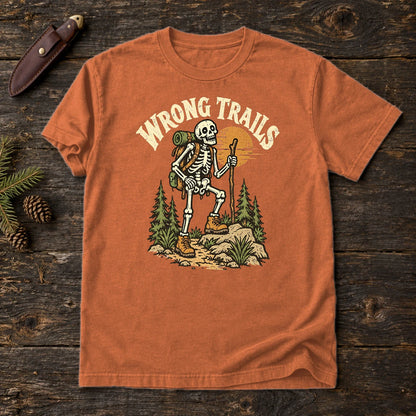 Wrong Trails Skeleton Hiker Graphic Tee on Yam Premium Tee