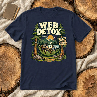 Web Detox Spider Graphic Tee on Navy Everyday Soft Tee