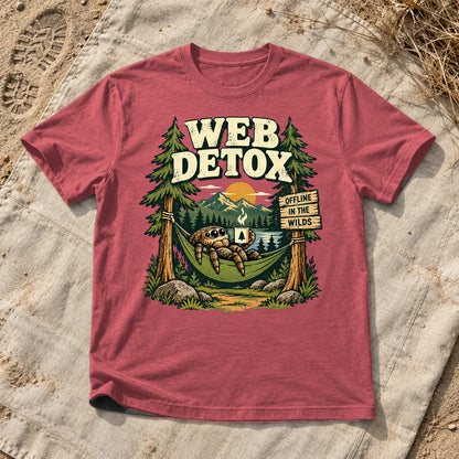 Web Detox Spider Graphic Tee on Heather Red Everyday Soft Tee