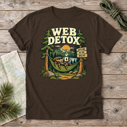 Web Detox Spider Graphic Tee on Dark Chocolate Everyday Soft Tee
