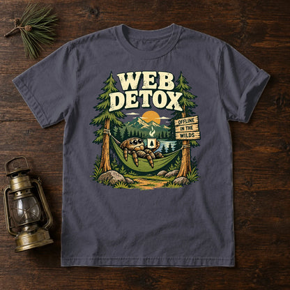 Web Detox Spider Graphic Tee on Navy Premium Tee
