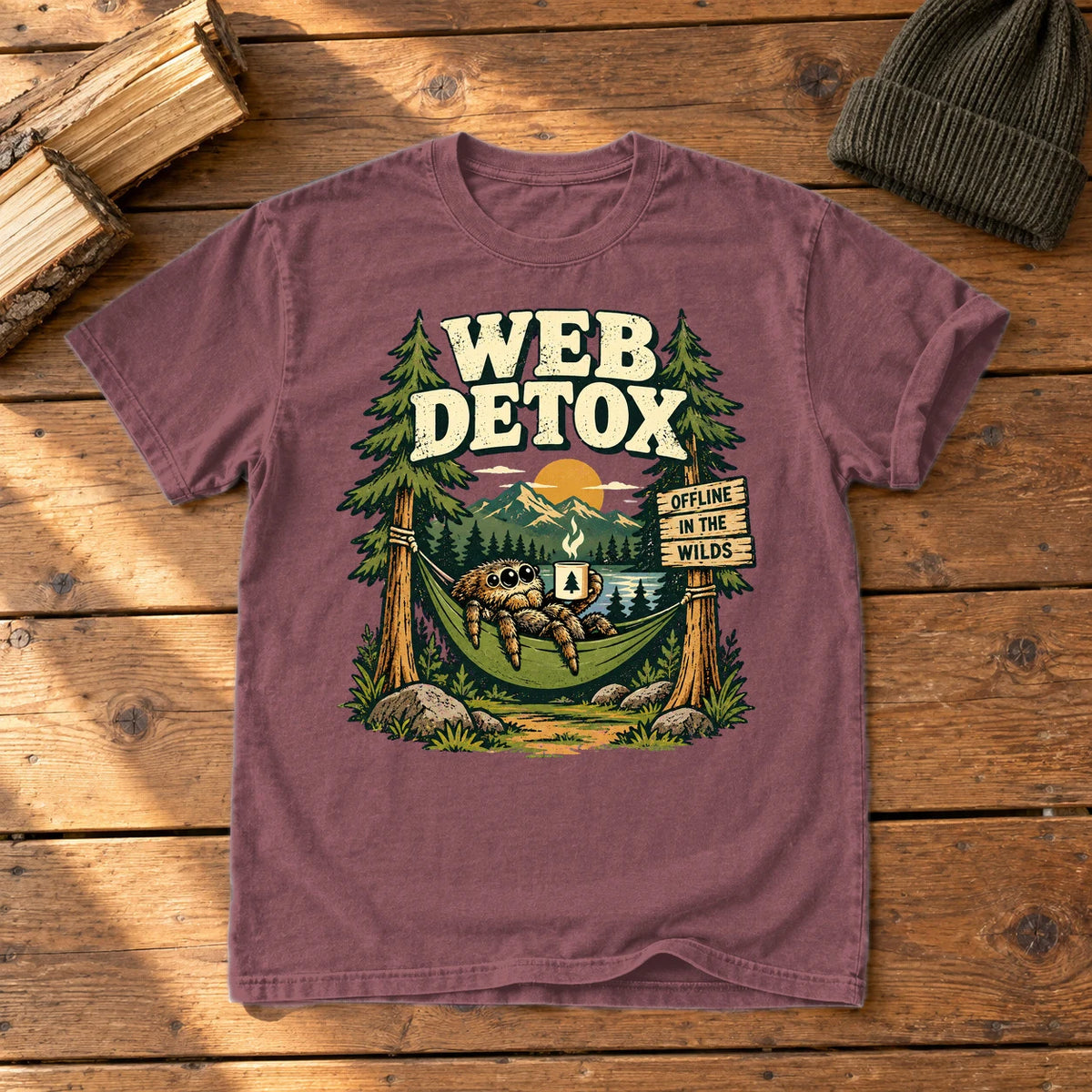 Web Detox Spider Graphic Tee on Brick Premium Tee