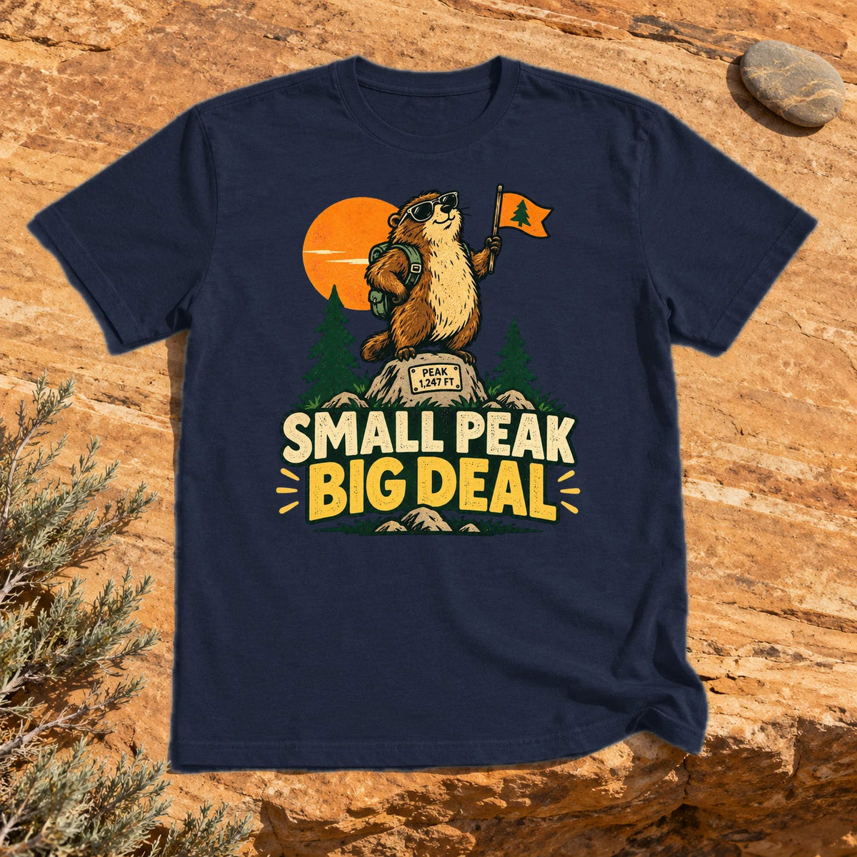 Small Peak Big Deal Graphic Tee on Navy Everyday Soft Tee