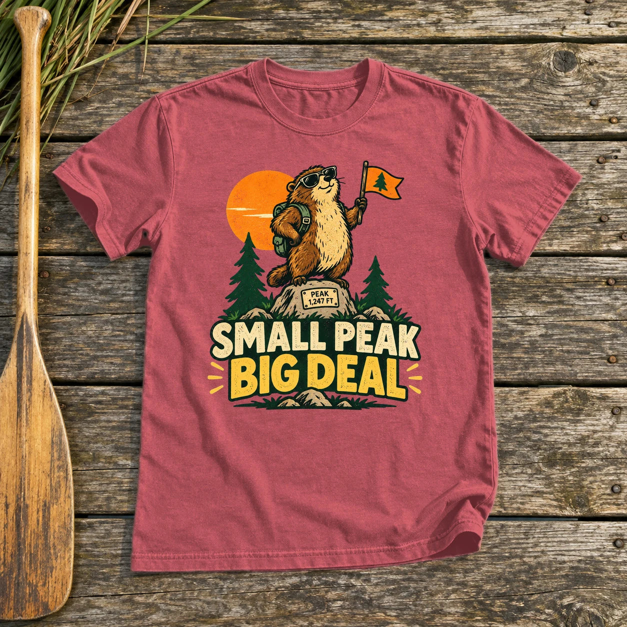 Small Peak Big Deal Graphic Tee on Heather Red Everyday Soft Tee