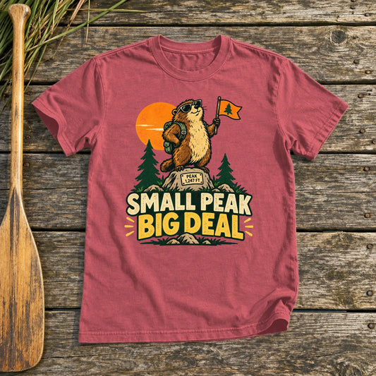 Small Peak Big Deal Graphic Tee on Heather Red Everyday Soft Tee