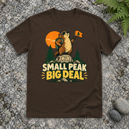 Small Peak Big Deal Graphic Tee on Dark Chocolate Everyday Soft Tee