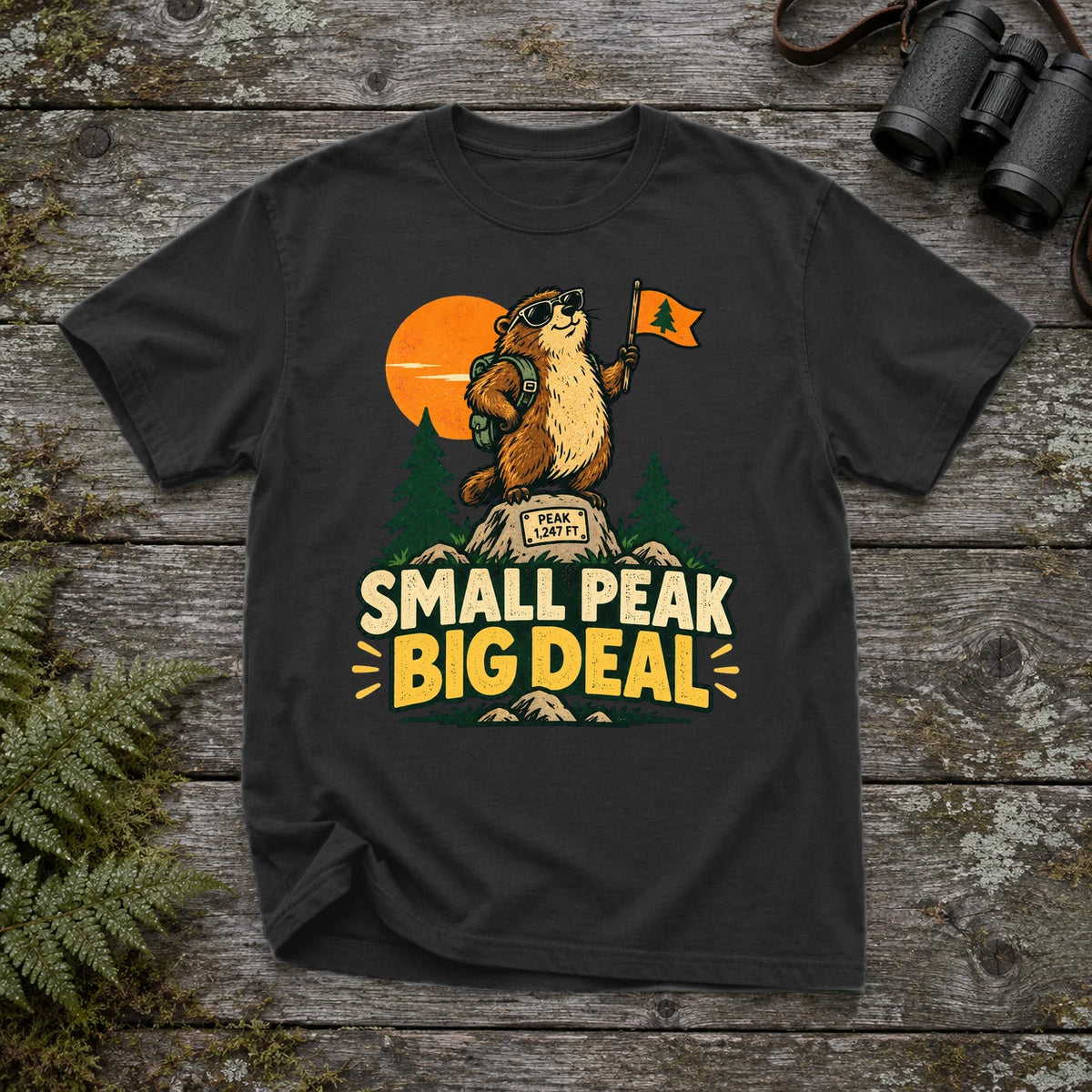 Small Peak Big Deal Graphic Tee on Black Premium Tee