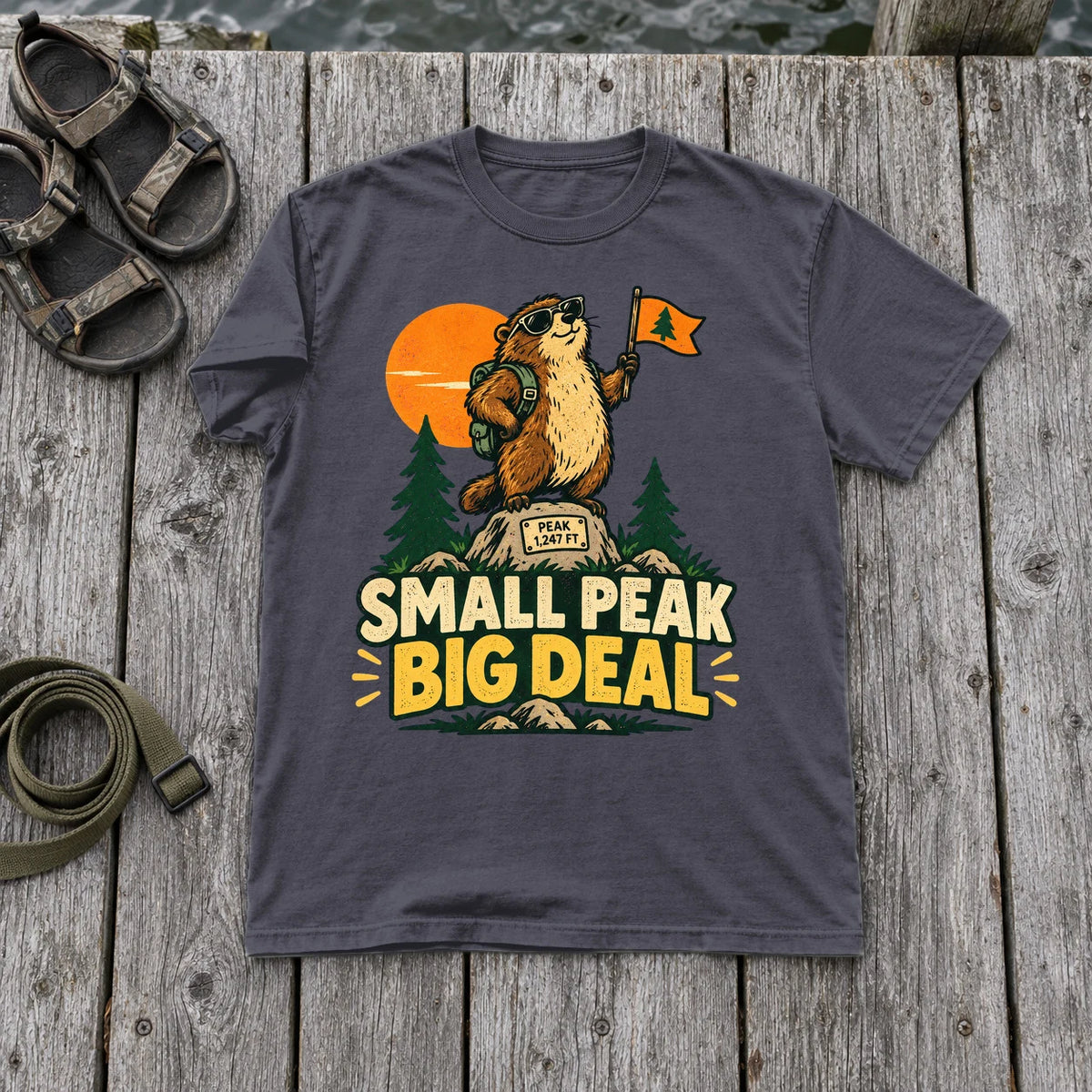 Small Peak Big Deal Graphic Tee on Navy Premium Tee