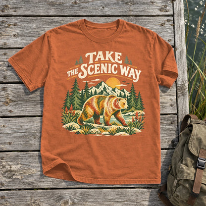 Take The Scenic Way Bear Graphic Tee on Yam Premium Tee