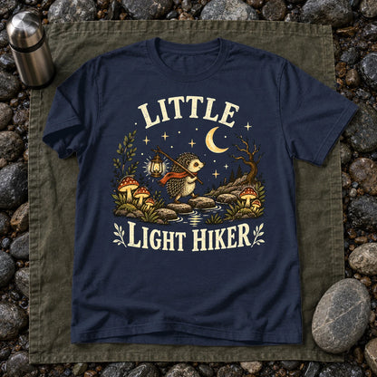 Little Light Hiker Hedgehog Graphic Tee on Navy Everyday Soft Tee