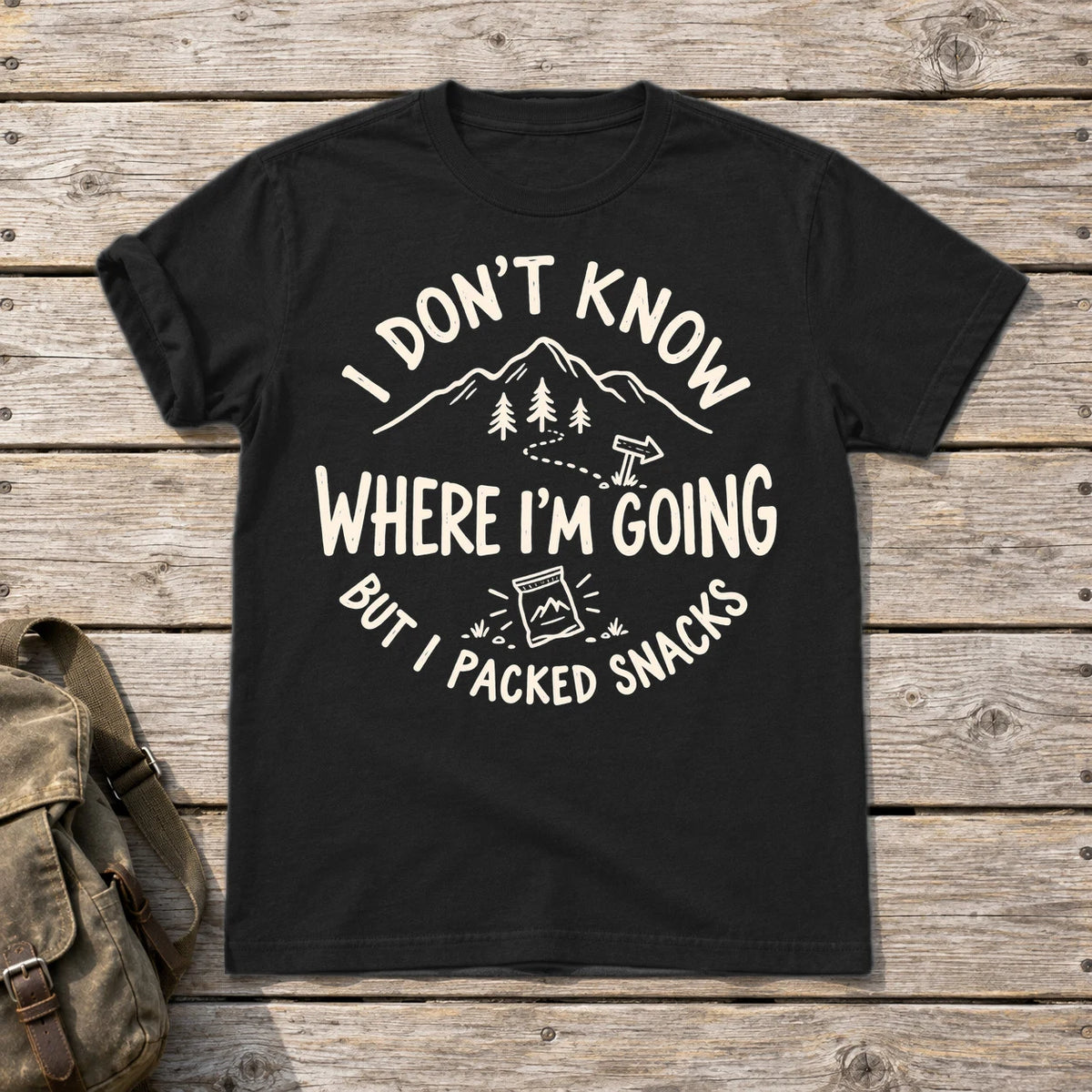 Lost But Packed Snacks Graphic Tee on Black Everyday Soft Tee