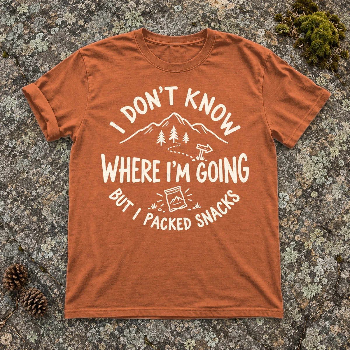 Lost But Packed Snacks Graphic Tee on Yam Premium Tee