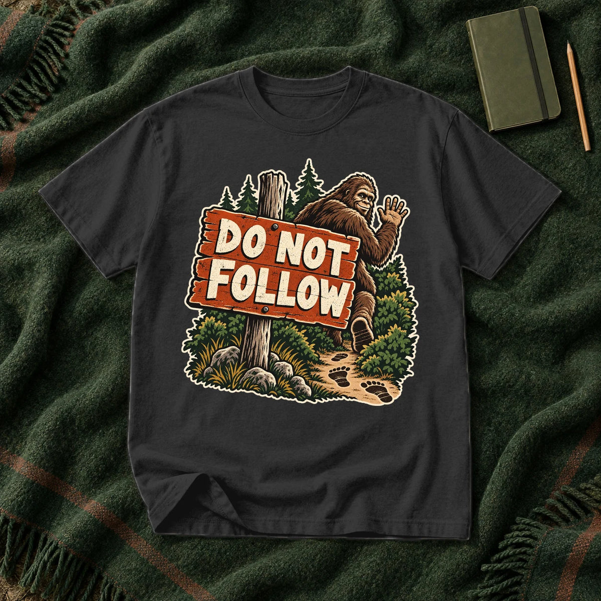 Do Not Follow Vintage Bigfoot Graphic Tee on Black Premium Tee