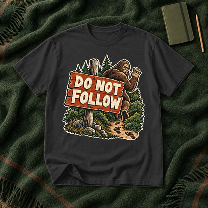 Do Not Follow Vintage Bigfoot Graphic Tee on Black Premium Tee