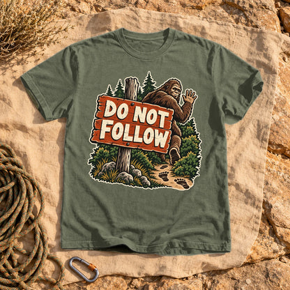 Do Not Follow Vintage Bigfoot Graphic Tee on Moss Premium Tee