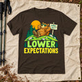 Lower Expectations Hiking Bear Graphic Tee