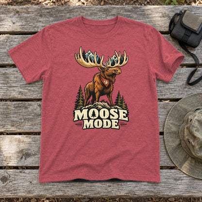 Moose Mode Vintage Graphic Tee on Heather Red Everyday Soft Tee