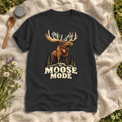 Moose Mode Vintage Graphic Tee on Black Premium Tee