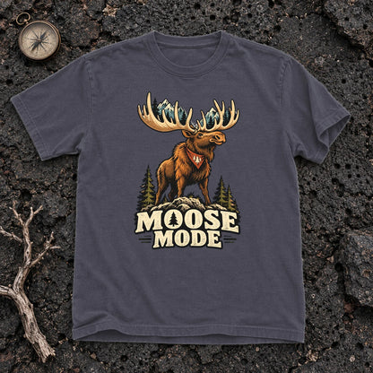 Moose Mode Vintage Graphic Tee on Navy Premium Tee