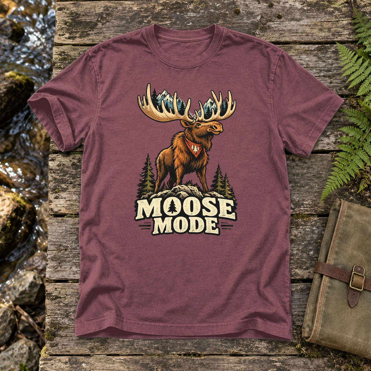 Moose Mode Vintage Graphic Tee on Brick Premium Tee