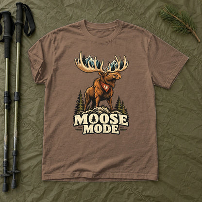 Moose Mode Vintage Graphic Tee on Espresso Premium Tee