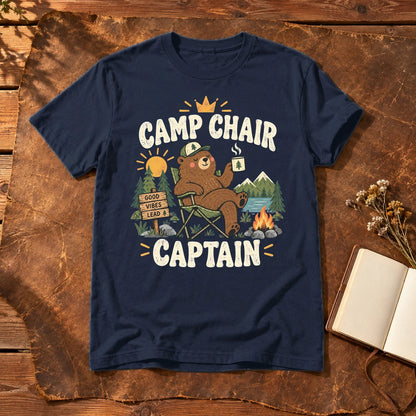Camp Chair Captain Graphic Tee on Navy Everyday Soft Tee