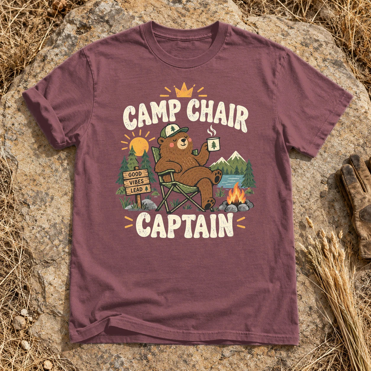 Camp Chair Captain Graphic Tee on Brick Premium Tee