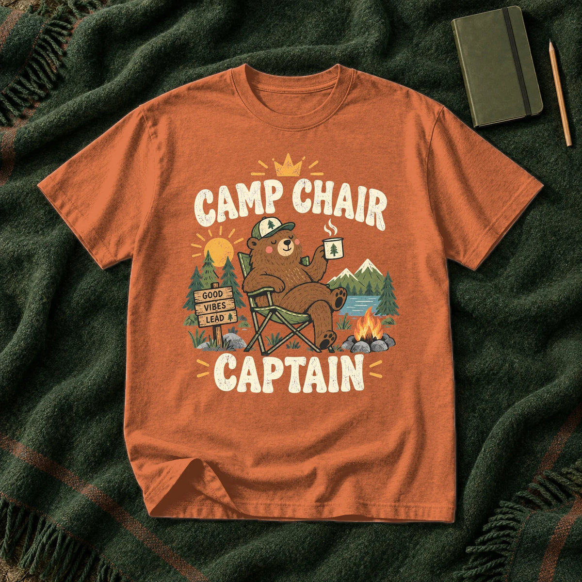 Camp Chair Captain Graphic Tee on Yam Premium Tee
