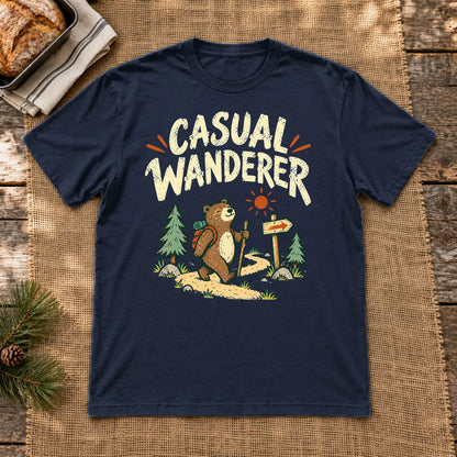 Casual Wanderer Bear Graphic Tee on Navy Everyday Soft Tee