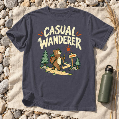 Casual Wanderer Bear Graphic Tee on Navy Premium Tee