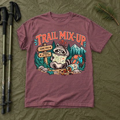 Trail Mix-Up Raccoon Graphic Tee on Brick Premium Tee