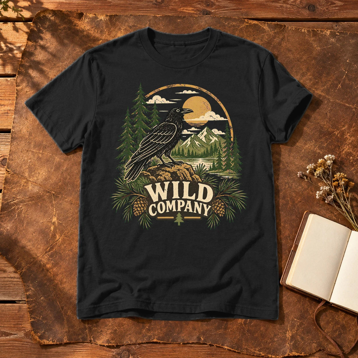 Wild Company Raven Graphic Tee on Black Everyday Soft Tee