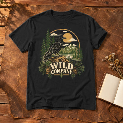 Wild Company Raven Graphic Tee on Black Everyday Soft Tee