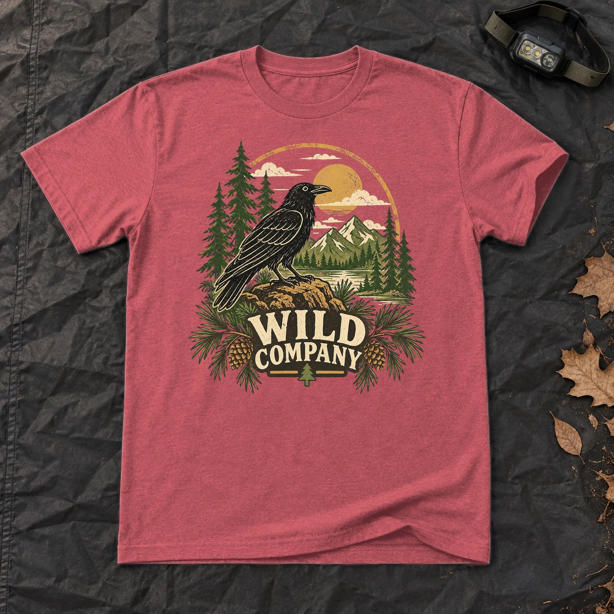 Wild Company Raven Graphic Tee on Heather Red Everyday Soft Tee