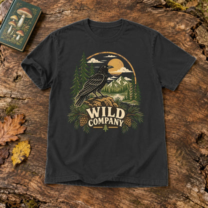 Wild Company Raven Graphic Tee on Black Premium Tee