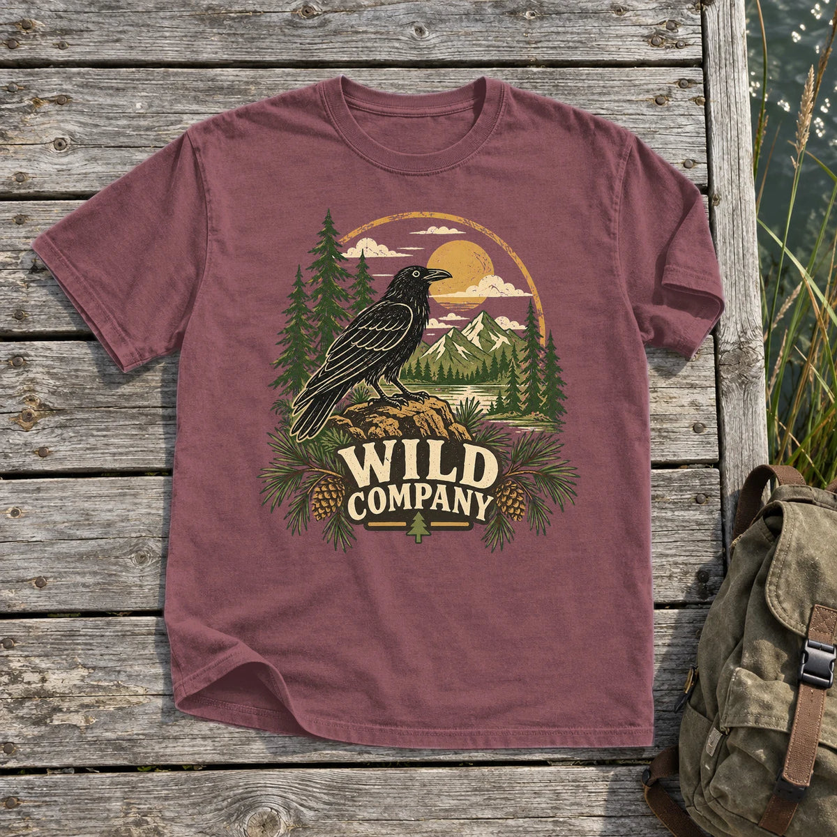 Wild Company Raven Graphic Tee on Brick Premium Tee