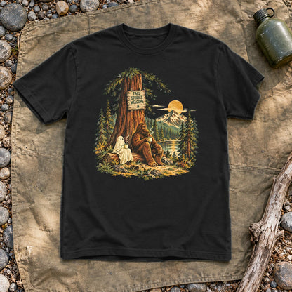 Tall Stories Bigfoot & Ghost Graphic Tee on Black Everyday Soft Tee