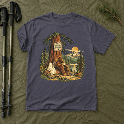 Tall Stories Bigfoot & Ghost Graphic Tee on Navy Premium Tee