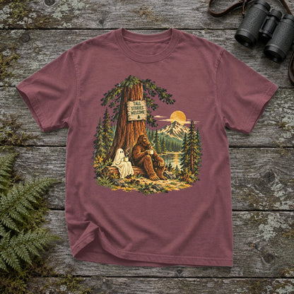 Tall Stories Bigfoot & Ghost Graphic Tee on Brick Premium Tee