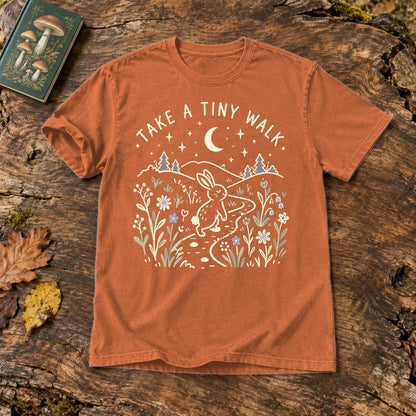 Take A Tiny Walk Bunny Graphic Tee on Yam Premium Tee