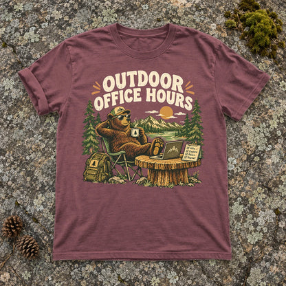 Outdoor Office Hours Bear Graphic Tee on Brick Premium Tee