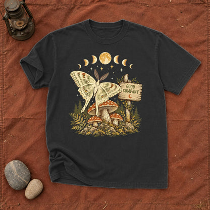 Good Company Luna Moth Graphic Tee on Black Premium Tee