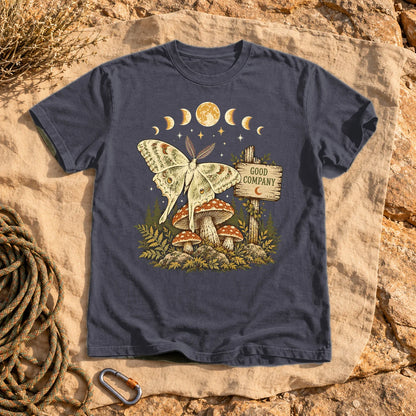 Good Company Luna Moth Graphic Tee on Navy Premium Tee