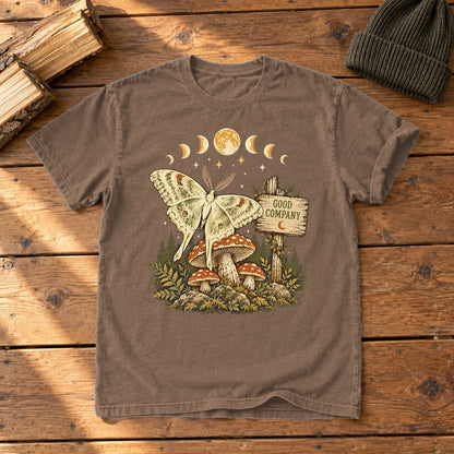Good Company Luna Moth Graphic Tee on Espresso Premium Tee
