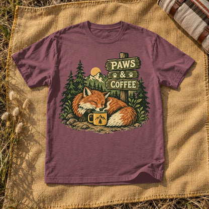 Paws & Coffee Fox Graphic Tee on Brick Premium Tee